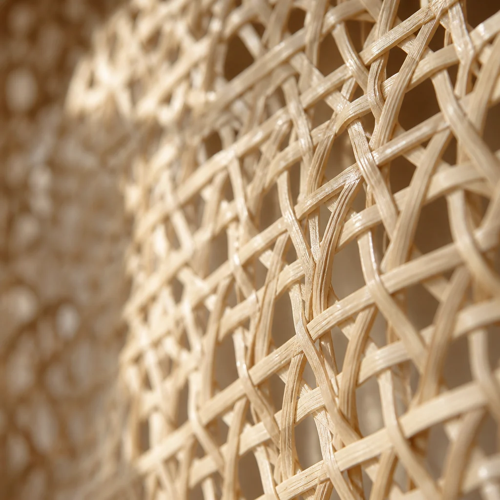 Close up of woven rattan texture