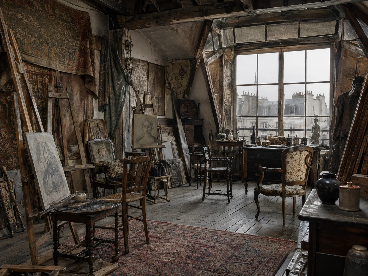 A 19th-century Parisian garret studio with eclectic decor