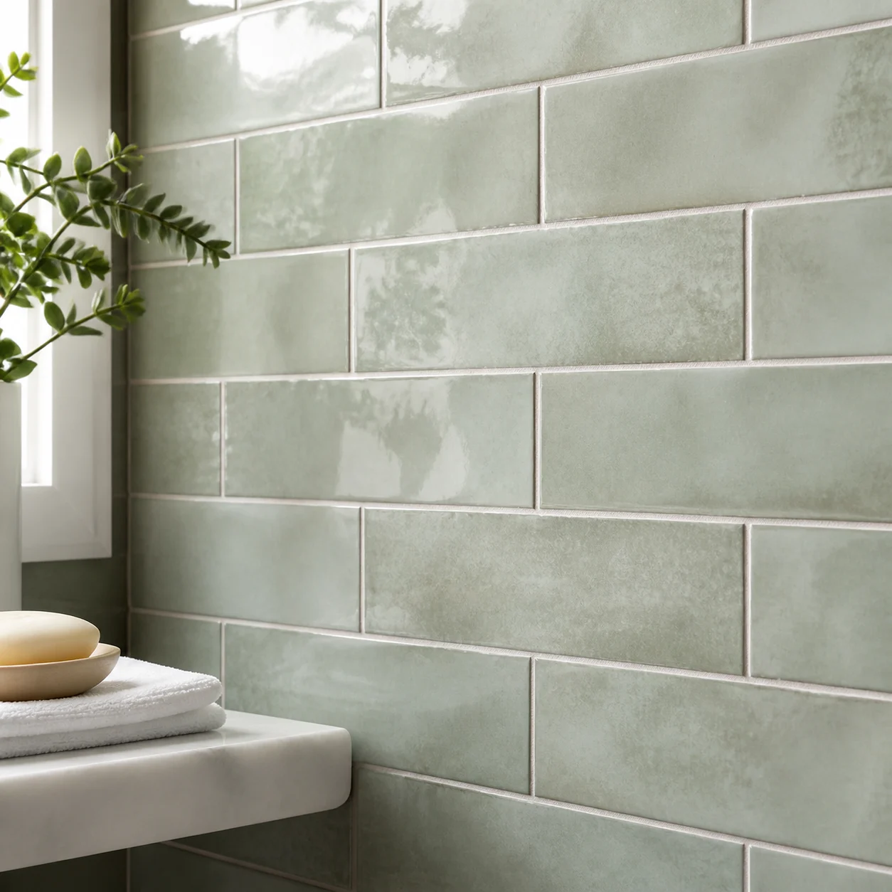 Piastrella subway in ceramica smaltata verde chiaro